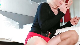 Hot Blonde Crossdresser Sex Toy Blow Job